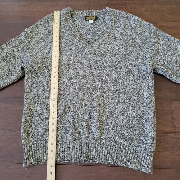 Eddie Bauer Men's Vintage 90s Wool V-Neck Pullover Sweater Size L Marled Brown - Picture 7 of 8